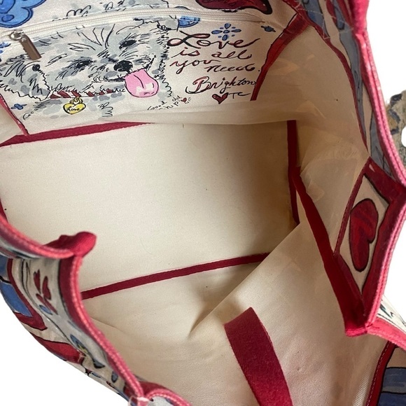 NWT Brighton Love Sparkle Tote Canvas Bag Tom Clancy Design Hearts Cat a… - Picture 5 of 14